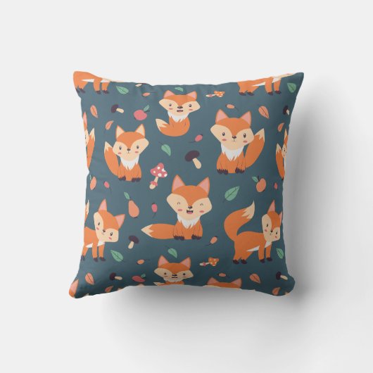 Cute Oranje Fox Pattern Kussen (Achterkant)
