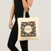 Cute Oranje Fox Pattern met Monogram Tote Bag (Voorkant (product))