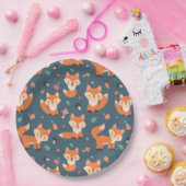Cute Oranje Fox Pattern Papieren Bordje (Feest)
