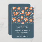 Cute Oranje Fox Pattern Save The Date (Voorkant / Achterkant)