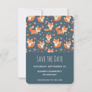 Cute Oranje Fox Pattern Save The Date