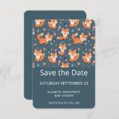 Cute Oranje Fox Pattern Save The Date (Voorkant / Achterkant)