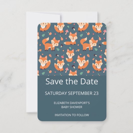 Cute Oranje Fox Pattern Save The Date (Voorkant)