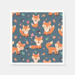 Cute Oranje Fox Pattern Servet