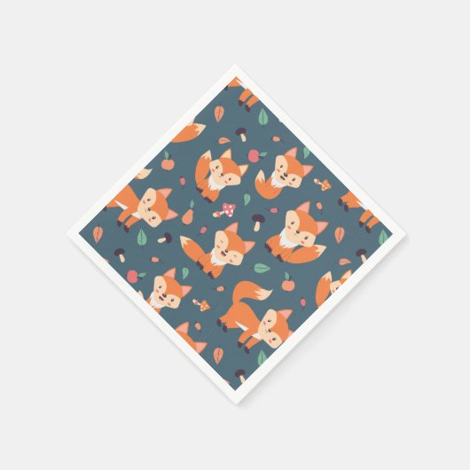Cute Oranje Fox Pattern Servet (Hoek)