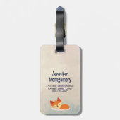 Cute Oranje Fox, Red Hearts en Green Wreater Bagagelabel (Achterkant verticaal)