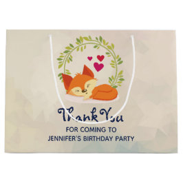 Cute Oranje Fox, Red Hearts en Green Wreater Groot Cadeauzakje