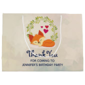 Cute Oranje Fox, Red Hearts en Green Wreater Groot Cadeauzakje (Achterkant)