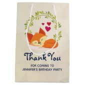 Cute Oranje Fox, Red Hearts en Green Wreater Medium Cadeauzakje (Achterkant)