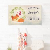 Cute Oranje Fox, Red Hearts en Green Wreater Spandoek (Insitu)