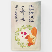 Cute Oranje Fox, Red Hearts en Green Wreater Spandoek (Verticaal)