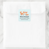 Cute Oranje Foxes Graphic Illustration Address Vierkante Sticker (Tas)