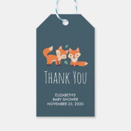 Cute Oranje Foxes Graphic Illustration Baby shower Cadeaulabel