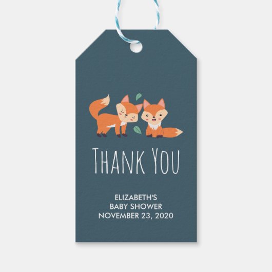 Cute Oranje Foxes Graphic Illustration Baby shower Cadeaulabel (Voorkant)