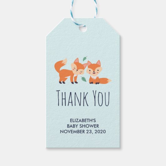 Cute Oranje Foxes Graphic Illustration Baby shower Cadeaulabel (Voorkant)