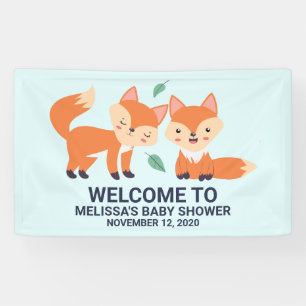 Cute Oranje Foxes Graphic Illustration Baby shower Spandoek