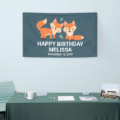 Cute Oranje Foxes Graphic Illustration Birthday Spandoek (Beurs)