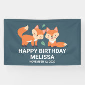 Cute Oranje Foxes Graphic Illustration Birthday Spandoek (Horizontaal)