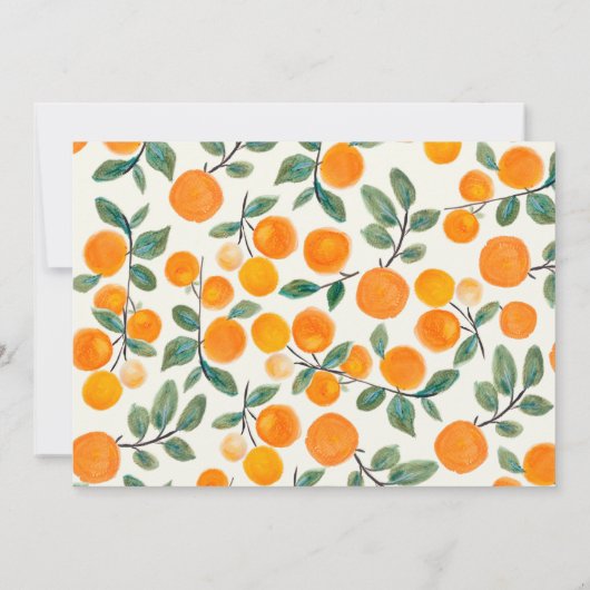 Cute Oranje Fruit Waterverf Pattern Personalized Notitiekaartje (Achterkant)