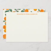 Cute Oranje Fruit Waterverf Pattern Personalized Notitiekaartje (Voorkant / Achterkant)