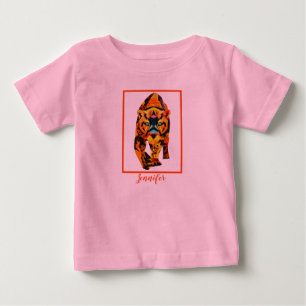 Cute oranje geïllustreerde tijger baby t-shirt voo