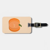 Cute Oranje Gender Neutral Pumpkin Aangepaste Naam Bagagelabel (Voorkant horizontaal)