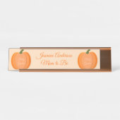 Cute Oranje Gender Neutral Pumpkin Custom Bureau Naambordje (Voorkant)