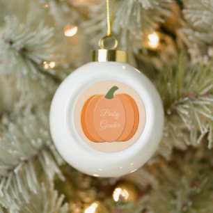 Cute Oranje Gender Neutral Pumpkin Custom Keramische Bal Ornament