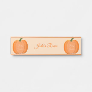 Cute Oranje Gender Neutral Pumpkin Custom Nursery Deurbordje