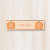 Cute Oranje Gender Neutral Pumpkin Custom Nursery Deurbordje (Voorkant)