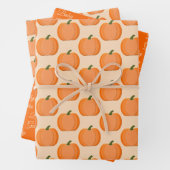 Cute Oranje Gender Neutral Pumpkin Custom Pattern Inpakpapier Vel (In situ)