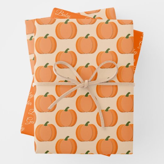 Cute Oranje Gender Neutral Pumpkin Custom Pattern Inpakpapier Vel (In situ)