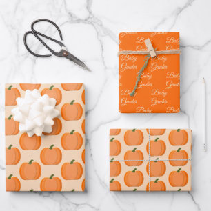 Cute Oranje Gender Neutral Pumpkin Custom Pattern Inpakpapier Vel
