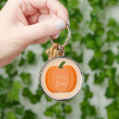 Cute Oranje Gender Neutral Pumpkin Custom Sleutelhanger (Hand)