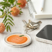Cute Oranje Gender Neutral Pumpkin Custom Sleutelhanger (Zijkant)