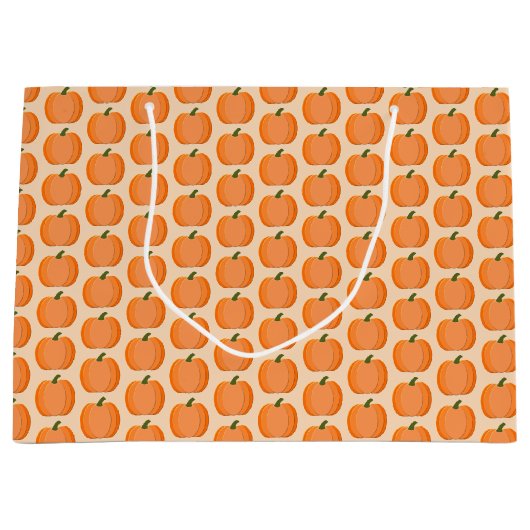 Cute Oranje Gender Neutral Pumpkin Pattered Groot Cadeauzakje (Voorkant)
