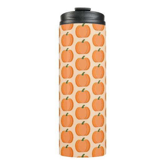 Cute Oranje Gender Neutral Pumpkin Pattered Thermosbeker (Voorkant)