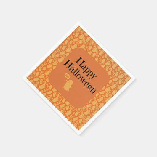 Cute Oranje Ghost Happy Halloween Party Servet (Hoek)