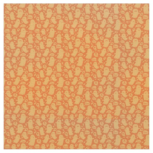 Cute Oranje Ghost Pattern Stof (Close Up)