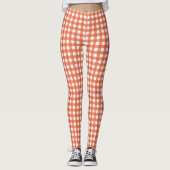 Cute  Oranje Gingham Pset Pattern Leggings (Voorkant)