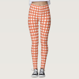Cute  Oranje Gingham Pset Pattern Leggings