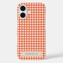 Cute  Oranje Gingham Pset Persoonlijk