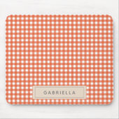 Cute  Oranje Gingham Pset Persoonlijk Muismat (Voorkant)