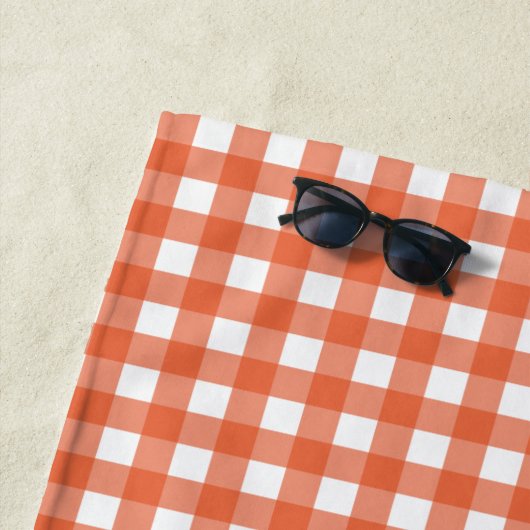 Cute  Oranje Gingham Pset Persoonlijk Strandlaken (In situ)