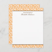 Cute Oranje Giraffe Pattern-kaarten Notitiekaartje (Voorkant / Achterkant)