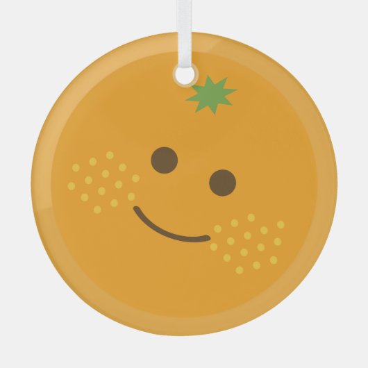 Cute Oranje Glas Ornament (Voorkant)