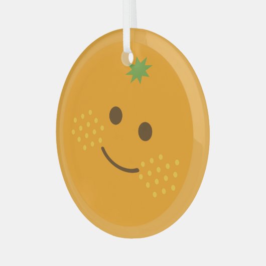 Cute Oranje Glas Ornament (Voorkant links)