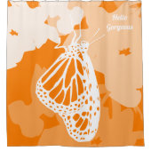 Cute Oranje Hallo geweldige Monarch Butterfly Douchegordijn (Voorkant)