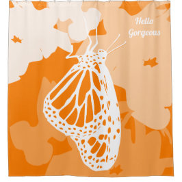 Cute Oranje Hallo geweldige Monarch Butterfly Douchegordijn