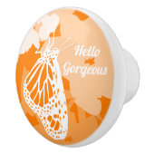 Cute Oranje Hallo geweldige Monarch Butterfly Keramische Knop (Rechts)